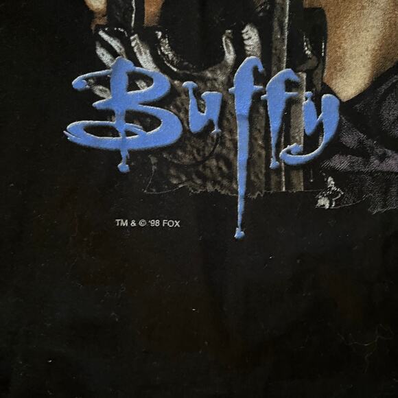 Rare Vintage 1998 Buffy the Vampire Slayer Promo T-Shirt Buffy/Angel Blue Grape - Picture 3 of 8